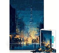 Rainy Tokyo Street Scene Jigsaw Puzzles for Teenagers 1000 Pieces Recall Boost Gentle Relax Smooth Cut Stylish Gift (38x26cm)
