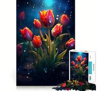 Rainy Tulip Flower Jigsaw Puzzles 1000 Pieces for Teenagers Raise Memory Easy Leisure Clean Edge Xmas Surprise (50x75cm)