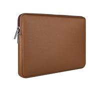 RAINYEAR 13 Inch Laptop Sleeve Soft PU Leather Case Water Resistant Padded Zipper Protective Carrying Bag Compatible with 13.3" Notebook Computer Chromebook,New 14 MacBook Pro M1 Model A2442(Brown)