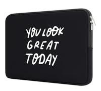 RAINYEAR 14 Inch Laptop Sleeve Compatible with 14" Notebook Computer Ultrabook Chromebook, 15" Macbook Air M2 M3 M4, Encouragement Protective Case Soft Lining Padded Zipper Cover Carrying Bag, Black