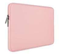 RAINYEAR 14 Inch Laptop Sleeve Soft PU Leather Case Protective Water Resistant Zipper Cover Carrying Bag Compatible with 14" Notebook Computer Chromebook, 14 MacBook Pro A2442(Pink)