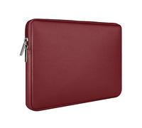 RAINYEAR 14 Inch Laptop Sleeve Soft PU Leather Case Protective Water Resistant Zipper Cover Carrying Bag Compatible with 14" Notebook Computer Chromebook, 14 MacBook Pro A2442(Red)