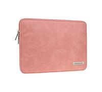 RAINYEAR 16 Inch Laptop Sleeve PU Suede Leather Case Protective Padded Carrying Bag Specially Compatible with 16" MacBook Pro/Max M1 M2 M3 M4 A2141 A2485 A2780 A2991 A3403 A3186(Coral)