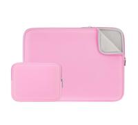 RAINYEAR Laptop Sleeve Case Compatible with 13.3 Inch Notebook Computer Chromebook 14" MacBook Pro/Max M5 M4 M3 M2 M1 Soft Bag Protective Cover with Accessories Pouch(Pink,Upgraded Version)