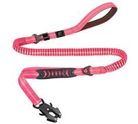 Raipult Tactical Dog Leash Heavy Duty, 4-6FT Shock Absorbing Bungee Leash with Quick Release Clip& 2 Handles, No Pull Waking Lead with Car Seatbelt for Medium Large Dogs that Pull,Pink