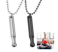 Rairsky 2 Pcs Anxiety Relief Necklace,Breathing Necklace for Anxiety, Meditation,Stress Relief, Chain Length 60cm, Pendant 5cm(Silver, Black)
