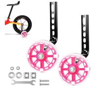 Rairsky 2 Pieces Kids Bike Stabilisers, Adjustable Bicycle Wheel Support, Bicycle Training Mute Flash Wheels for Kids, Training Wheels Mounted Fits 12 16 18 20 Inch Kids Bike Pink