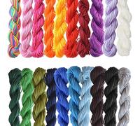 Rairsky 20 Pieces Premium Silk Nylon Cord, 1mm Macrame Chinese Knotting Cord, Macrame Thread Hair Braiding for Friendship Bracelet Necklace DIY Craft Jewellery Making(20 Colors, 25m Each Color)