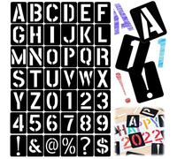 Rairsky 42 Pcs Stencil Letters, 10.2 x 7.8 cm Large Letter Stencils, Spray Paint Number, Reusable Alphabet and Symbols Stencils for Crafts, Painting on Wood, Fabric, DIY Art Projects