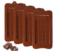 Rairsky 4pcs Silicone Chocolate Mould, Break-Apart Chocolate Moulds, Non-Stick Reusable Silicone Candy Molds, Easy Release Chocolate Bar Mould, DIY Baking Moulds, Fudge Ice Cube Energy Bar Molds