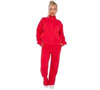 RAIS Women's Half Zip Sweatshirt & Straight Leg Joggers Lounge Set, 2-Piece Loungewear Tracksuit, Size 6-16 (UK, Alpha, S, M, Regular, Regular, Red)
