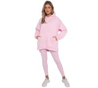 RAIS Womens Oversized Hooded Sweatshirt and Leggings Set Hoodie 2-Piece Lounge Tracksuit Size 6-22 (UK, Alpha, M, L, Regular, Regular, Pink)