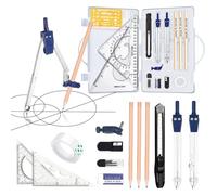 Raisand Geometry Set, Compass with Locking Wheel - 14-Piece Drawing Set with Zinc Alloy Compass, Meet a Wide Range of Scenario Needs Such as Class Drawing, Graduation Design and Home Measurement