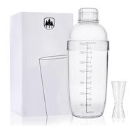 Raisaplin 24oz Plastic Cocktail Shaker Set with Black Scales - Hand Drink Mixer, Tea Shaker Cup with Double Measuring Jigger Bartender Bar Tool for Coffee, Kitchen, Party