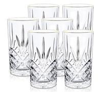 Raisaplin Highball Glasses Set of 6, 370ml/ 13oz Lead-Free Crystal Drinking Water Glasses Tall Glass Cups Mixed Drink Cocktail Glass Set Tom Collins Bar Glassware for Juice Whiskey Beer Iced Coffee