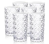 Raisaplin Highball Glasses Set of 6, 410ml/ 14oz Lead-Free Crystal Drinking Water Glasses Tall Glass Cups Mixed Drink Cocktail Glass Set Tom Collins Bar Glassware for Juice Mojito Beer Iced Coffee