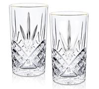 Raisaplin Whiskey Glasses Set of 2 with Gold Rim, 315ml/ 11oz Crystal Old Fashioned Rocks Barware Scotch Bourbon Whiskey Tumblers Snifter for Cocktail Drinks Rum Cognac Vodka Liquor Bar Gifts