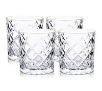 Raisaplin Whiskey Glasses Set of 4 with Gold Rim, 350ml/ 12oz Crystal Old Fashioned Rocks Barware Scotch Bourbon Whiskey Tumblers Snifter for Cognac Vodka Cocktail Drinks Rum Liquor Bar Gifts