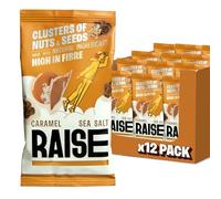 Raise Healthy Snacks | Healthy Snacks for Energy and Nutrition - Seed and Nut Cluster Bites | Nutritious, Delicious and Energising Snack (12 x 35g, Salted Caramel)