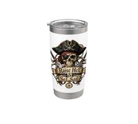 Raise Hell & Set Sail Pirate Skull Nautical Adventure Stainless Steel Insulated Tumbler