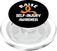 Raise Self-Injury Awareness Orange Ribbon Support Message PopSockets PopGrip for MagSafe