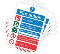 Raise The Alarm Fire Action Notice Signs 150mm x 200mm - Self Adhesive (Classic - Pack 6)