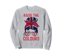 Raise the Colours British Flag Mom Bun Union Jack England Sweatshirt