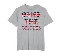 Raise The Colours British Pride National Flag Patriotic T-Shirt, Men's Big and Tall, Heather Grey, 5X Tall