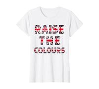 Raise The Colours British Pride National Flag Patriotic T-Shirt, Women, White, Medium