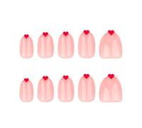 Raise the Nails False Nails with Heart Designs French Tips Acrylic Nails for Fashion Women Looking for Manicure Valentine's Day Nail Art Cover