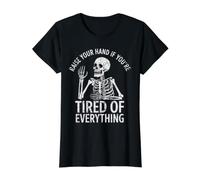 Raise Your Hand If You're Tired of Everything, Sarcastic Value Graphic T-Shirt, Women, Black, L