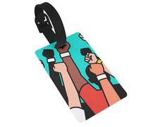 Raised Arms Cheer Luggage Tags for Suitcases - Durable PVC ID Tags with Detachable Straps for Travel, Backpack, Golf Bag, Anti-Loss