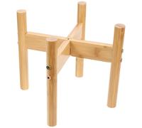 Raised Bamboo Dog Bowl Stand for Better Feeding Posture Single | Khaki Finish, Stable Base for Pets, Suitable for Cats and Dogs, Compact Bowl Holder Design