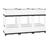 Raised Bed 120x40x71 cm White Polypropylene Rattan Planter Large Deep Garden Box