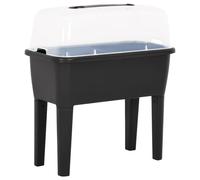 Raised Bed Anthracite 77x38.7x82cm PP Planter 52L with Transparent Lid seedbed