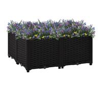 Raised Bed Black PP 80x80x38 cm Deep Garden Planter Polypropylene for Balcony UK