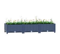 Raised Bed Blue Grey 120x40x23cm Polypropylene Outdoor Planter Deep Garden Large