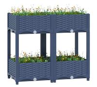 Raised Bed Blue Grey Polypropylene 80x40x71cm Deep Planter for Balcony Vegetable