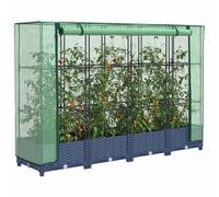 vidaXL Raised Bed with Greenhouse Cover Rattan Look Dark Grey 160x40x123 cm