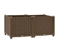 Raised Bed Brown 80x40x38cm Polypropylene Outdoor Planter Deep Herb Box SturdyXL