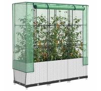 Raised Bed Brown RattanLook PP with Greenhouse PE Cover 120x40x138 cm zipper tie