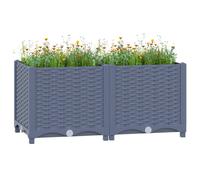 Raised Bed Dark Grey 80x40x38 cm Polypropylene Garden Planter Durable Heavy Duty [EEK: A]