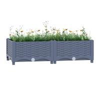Raised Bed Dark Grey Polypropylene 80x40x23 cm Outdoor Planter Box Large Deep. [EEK: A]