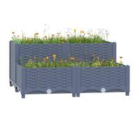 Raised Bed Dark Grey Polypropylene 80x80x23-38 cm Outdoor Planter Box Sturdy Eco [EEK: A]