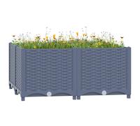 Raised Bed Dark Grey Polypropylene 80x80x38 cm Outdoor Planter Box for Garden XL [EEK: A]