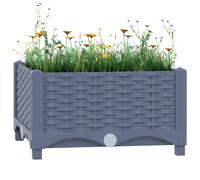 Raised Bed Dark Grey Polypropylene Planter 40x40x23 cm Outdoor Garden Box Stable [EEK: A]