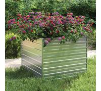 vidaXL Garden Raised Bed 100x100x77 cm Galvanized Steel Silver Flower Box Pot