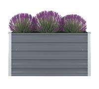 vidaXL Raised Garden Bed Galvanised Steel Grey Metal Planter Pot Flower Boxes