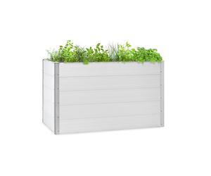 Raised Bed Garden Planter Wood Look Grow Vegetables Flower Stand Outdoor White