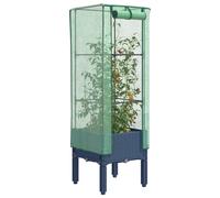 Raised Bed Greenhouse 40x40x140cm Blue Grey Rattan PP Iron Frame Cover with Net